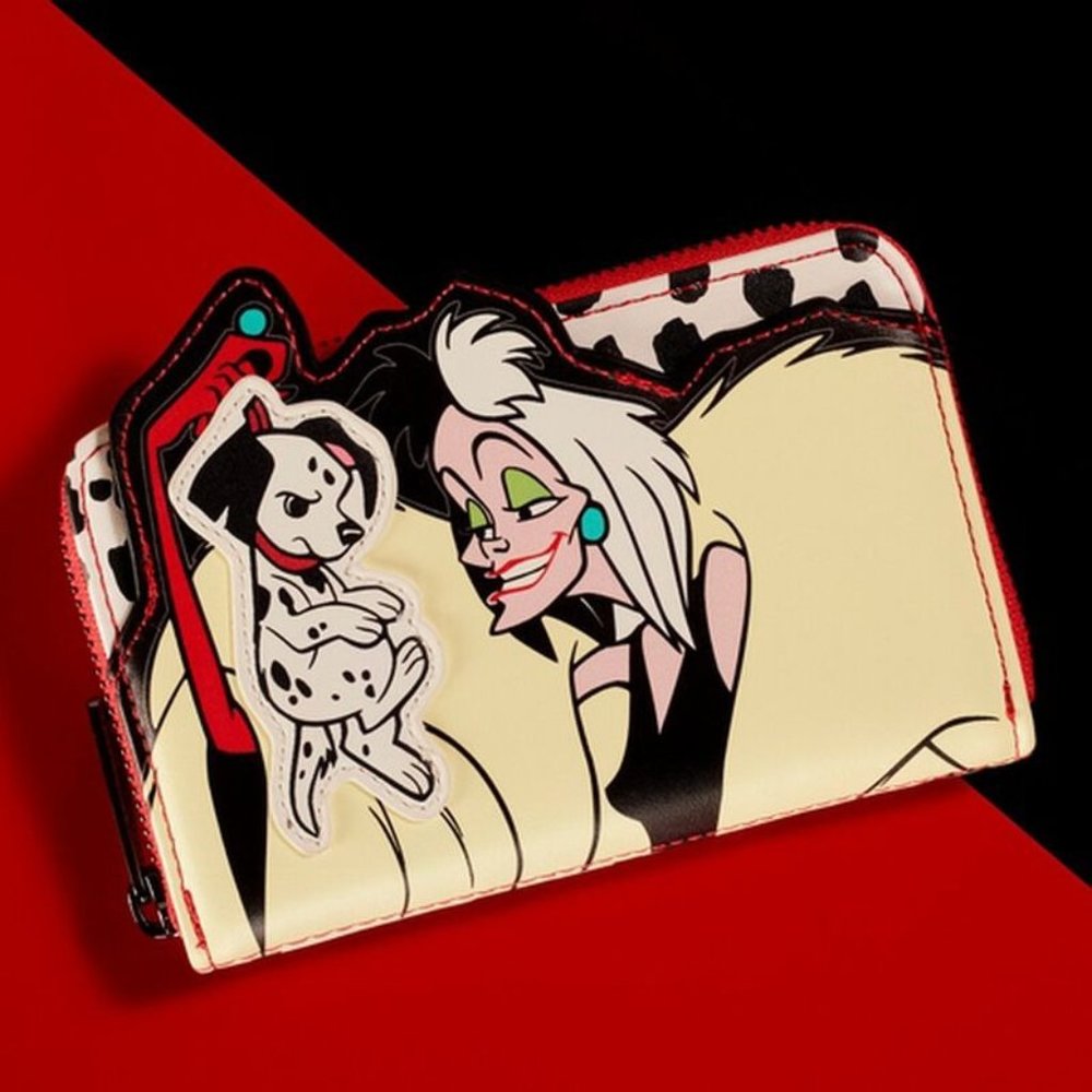 Loungefly Disney 101 Dalmatians Cruella De Vil Villains Scene Zip Around Wallet